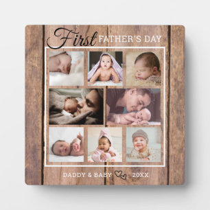 Eerste Vaderdag 8 Foto collage Rustic Barnwood Fotoplaat