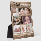 Eerste Vaderdag 8 Foto collage Rustic Wood Fotoplaat (Zijkant)