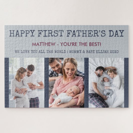 Eerste vaderdag Aangepast bericht en foto 3 Legpuzzel (Horizontaal)