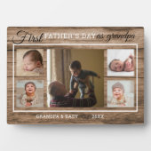 Eerste Vaderdag als opa 5 foto collage hout Fotoplaat (voorkant)