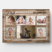 Eerste Vaderdag als opa 7 Foto Collage Wood Fotoplaat (voorkant)