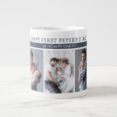 Eerste Vaderdag als papa - 5 fotocollage Extra Grote Beker (Voorkant)