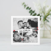 Eerste Vaderdag  B&W Baby Fotocollage Feestdagenkaart (Staand voorkant)
