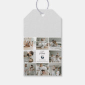 Eerste Vaderdag – Baby Footprints & Blue Hearts Cadeaulabel (Voorkant)