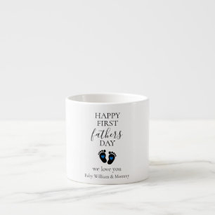 Eerste Vaderdag – Baby Footprints & Blue Hearts Espresso Kop