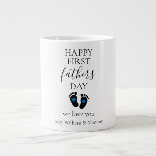 Eerste Vaderdag – Baby Footprints & Blue Hearts Extra Grote Beker