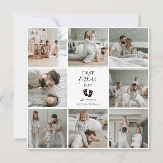 Eerste Vaderdag – Baby Footprints & Pink Hearts (Voorkant)