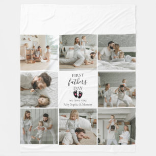Eerste Vaderdag – Baby Footprints & Pink Hearts Fleece Deken