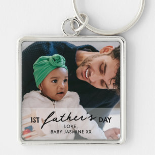 Eerste vaderdag Baby & papa Foto Sleutelhanger