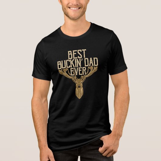 Eerste vaderdag Beste Buckin-vader ooit Tri-Blend Shirt (Voorkant)