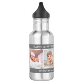 Eerste Vaderdag Beste vader ooit 4 Foto grijs Waterfles (Links)