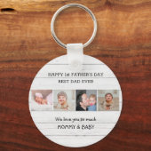 Eerste Vaderdag Beste vader ooit 4 Fotohout Sleutelhanger (Voorkant)