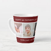Eerste Vaderdag Beste vader ooit 4 Fotomaroon Latte Mok (Linkerhoek)