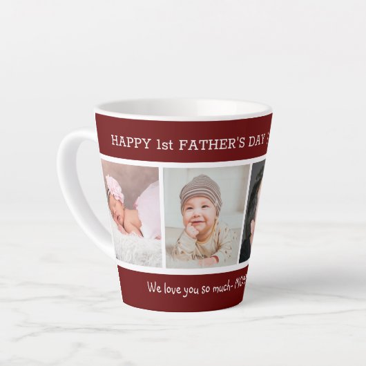 Eerste Vaderdag Beste vader ooit 4 Fotomaroon Latte Mok (Linkerhoek)