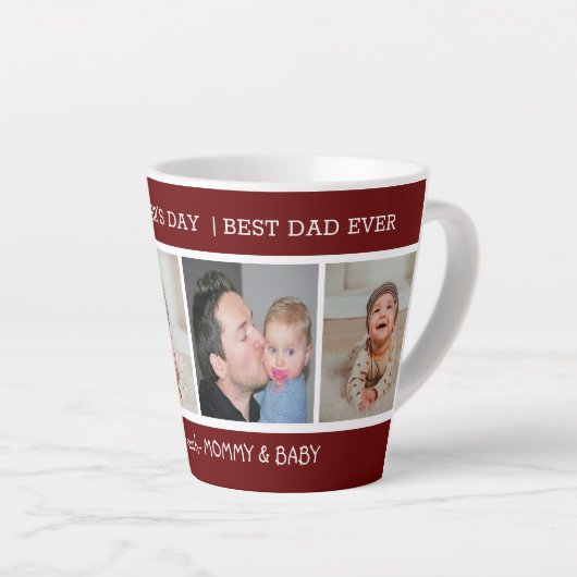 Eerste Vaderdag Beste vader ooit 4 Fotomaroon Latte Mok (Rechterhoek)