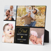 Eerste Vaderdag Black en Gold 4 foto-inklage Fotoplaat (Zijkant)