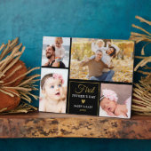 Eerste Vaderdag Black en Gold 4 foto-inklage Fotoplaat (Zijkant)