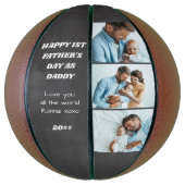 Eerste vaderdag Chalkboard 3 Aangepaste Baby foto Basketbal (Verticaal)