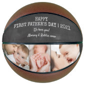 Eerste vaderdag Chalkboard Aangepast 3 Foto Basketbal (Voorkant)