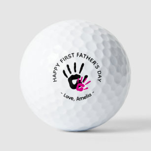 Eerste Vaderdag – Custom Baby & Dad Handprint Golfballen