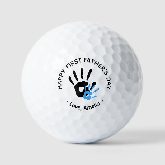 Eerste Vaderdag – Custom Baby & Dad Handprint Golfballen (Voorkant)
