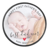 Eerste Vaderdag Foto Hockey Puck (Voorkant)
