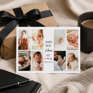 Eerste Vaderdag Fotocollage Kaart voor Papa Notitiekaartje