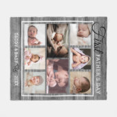 Eerste Vaderdag grijs hout 8 Foto collage Fleece Deken (Voorkant (Horizontaal))