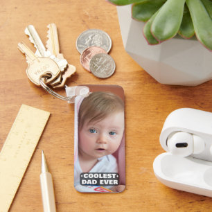 Eerste Vaderdag Koelste Papa Ooit Baby Foto Cool Sleutelhanger