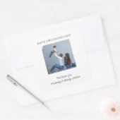 Eerste Vaderdag met foto en bericht - Vierkante Sticker (Envelop)