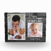 Eerste Vaderdag New Dad Black Wood 2 foto (Voorkant)