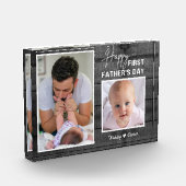 Eerste Vaderdag New Dad Black Wood 2 foto (Links)