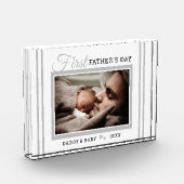 Eerste Vaderdag New Dad White Photo Block Fotoblokken (Links)