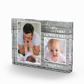 Eerste Vaderdag nieuwe vader 2 Foto Gray Wood Pla (Rechts)