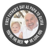 Eerste Vaderdag papa om Sonogram Foto Hock te zijn Hockey Puck (Voorkant)