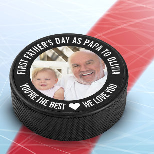 Eerste Vaderdag papa om Sonogram Foto Hock te zijn Hockey Puck