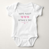 Eerste Vaderdag Pink Heart Custom Romper (Voorkant)
