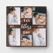 Eerste Vaderdag Rustic Wood 6 fotocollage Fotoplaat (Voorkant)