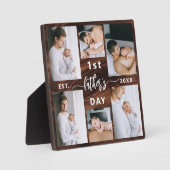 Eerste Vaderdag Rustic Wood 6 fotocollage Fotoplaat (Voorkant)