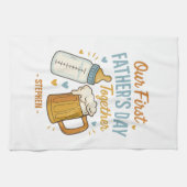 Eerste Vaderdag samen – Bier & Baby Theedoek (Horizontaal)