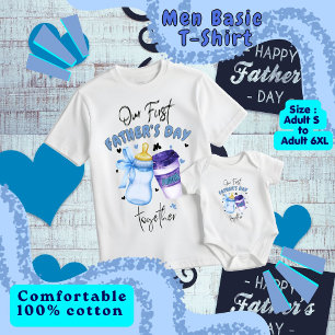 Eerste Vaderdag Samen Bijpassend outfit / Blauw T-shirt