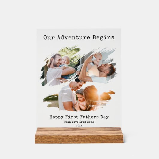 Eerste Vaders Dag Brush Stroke 3 Fotocollage Acryl Bord (Voorkant)