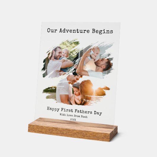 Eerste Vaders Dag Brush Stroke 3 Fotocollage Acryl Bord (Hoek)