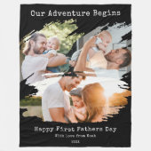 Eerste Vaders Dag Brush Stroke 3 Fotocollage Fleece Deken (Voorkant)