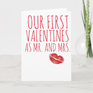 EERSTE VALENTIJNS ALS M. EN MEVR. LOVE KUS FEESTDAGEN KAART