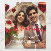 Eerste Valentijns dag samen Foto | Spaans Wijn Etiket (Enkel label)