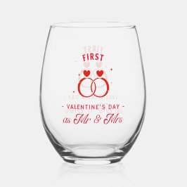 Eerste Valentijnsdag als Mr & Mrs Drinkware Set Wijnglas Zonder Voet