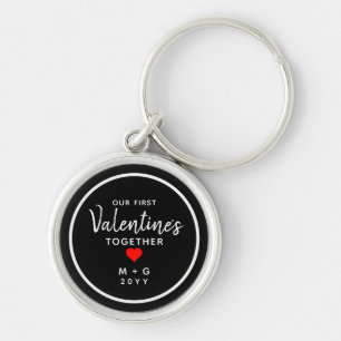 Eerste Valentijnsdag Couples Red Heart Monogram Sleutelhanger