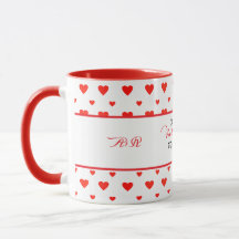 Eerste Valentijnsdag Samen Rode Harten Monogram