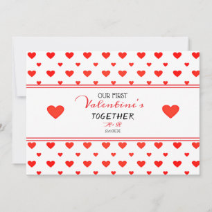 Eerste Valentijnsdag Samen Rood Hart Foto Feestdagenkaart